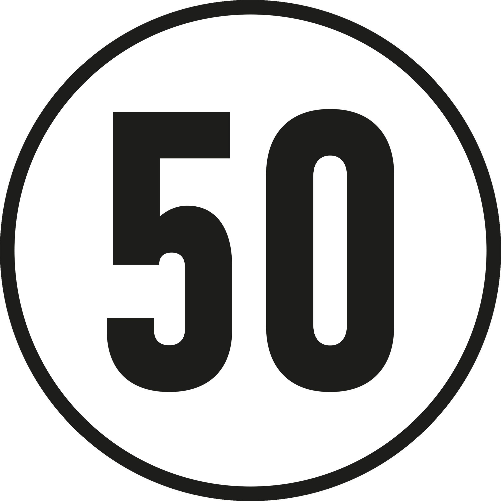 50 km/h Sticker, Ø 200 mm