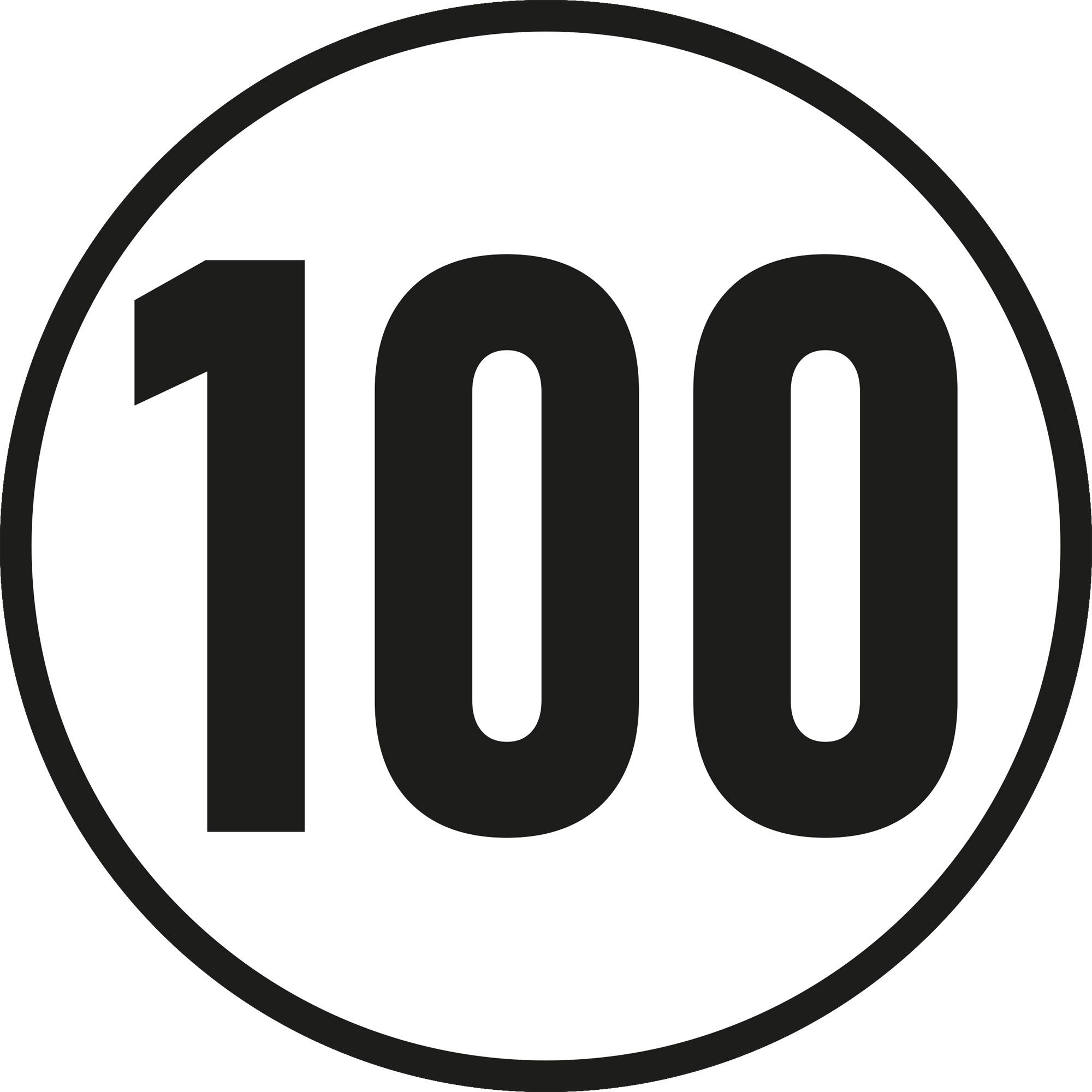 100 km/h Sign, Ø 200 mm, Aluminum