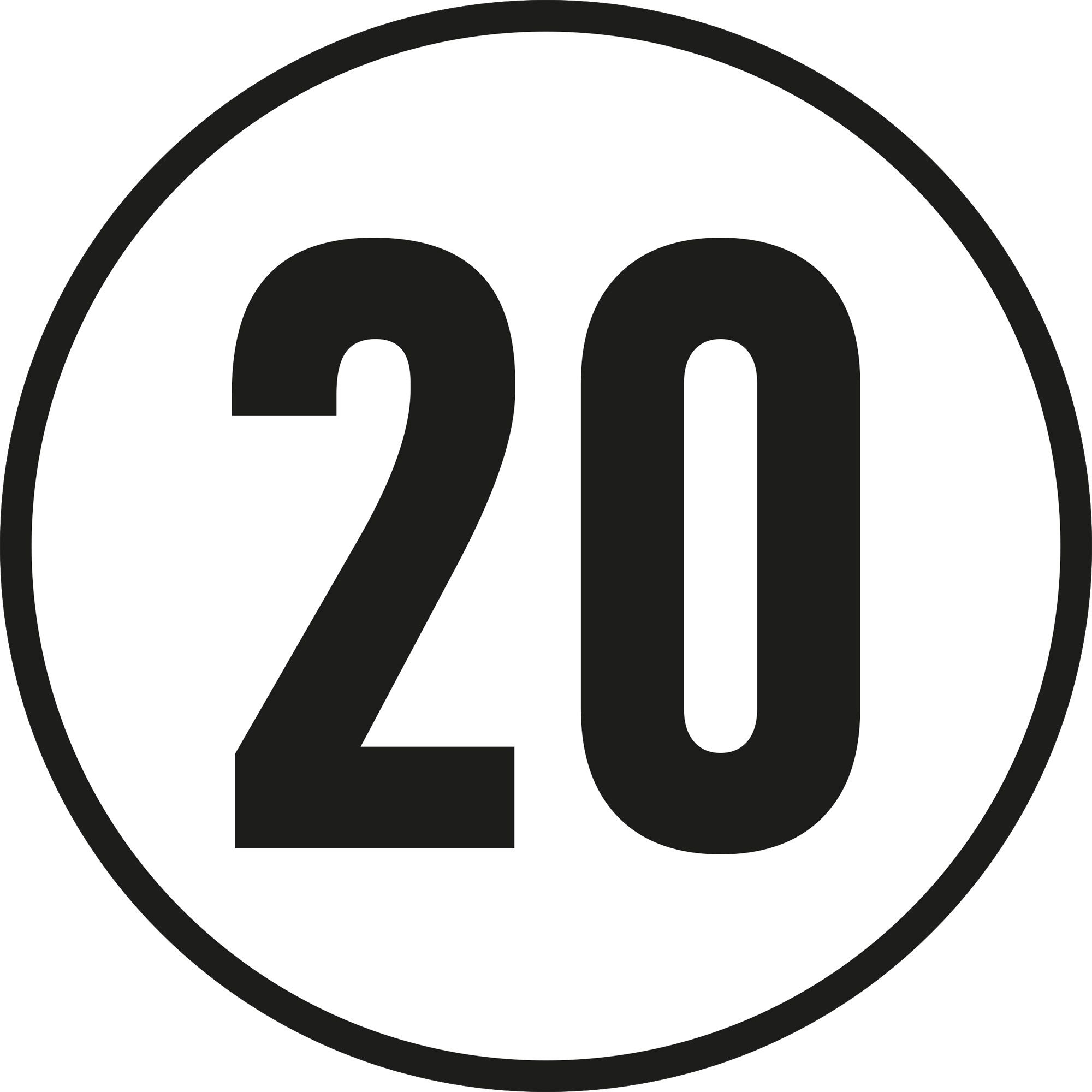 20 km/h Sign, Ø 200 mm, Aluminum