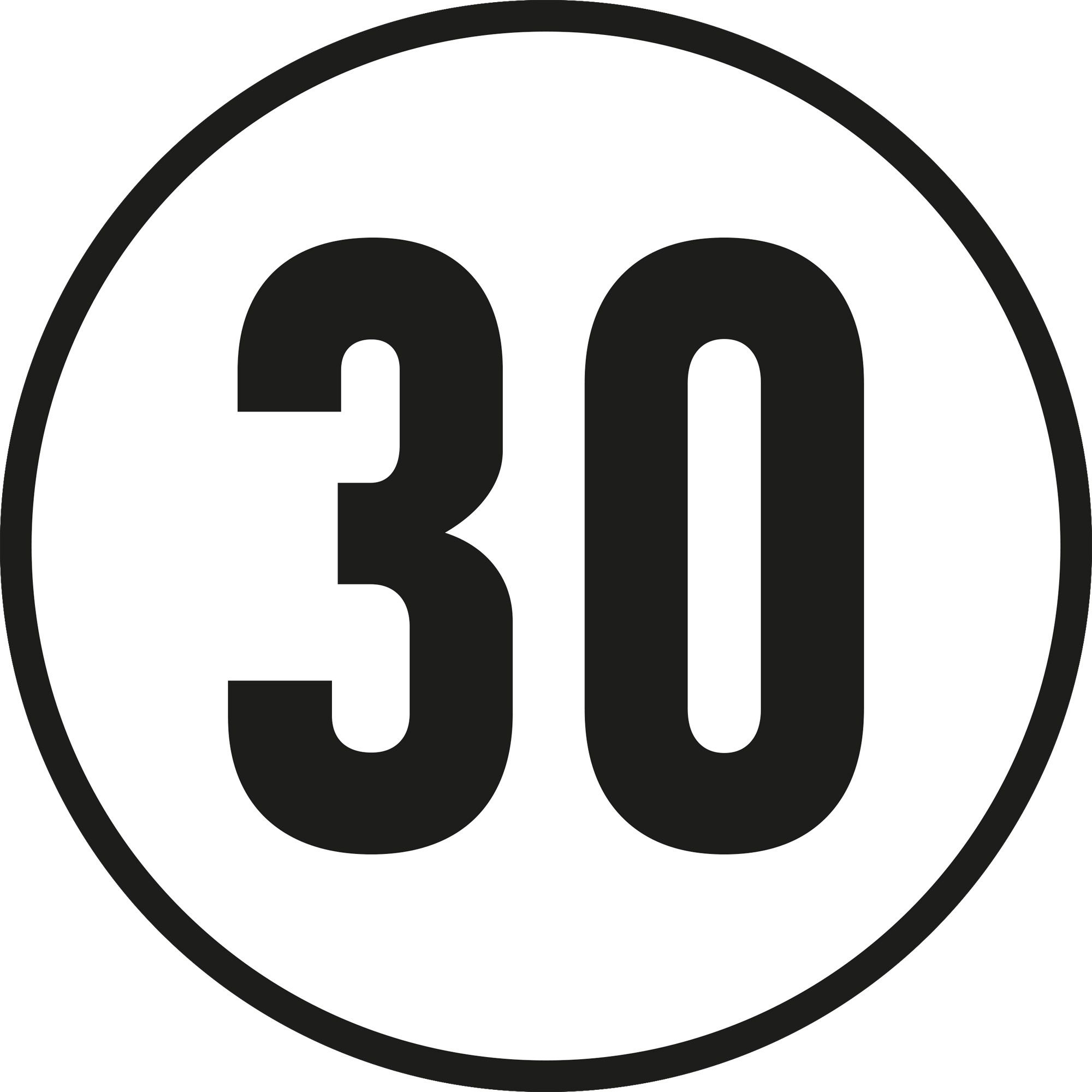 30 km/h Sticker, Ø 200 mm