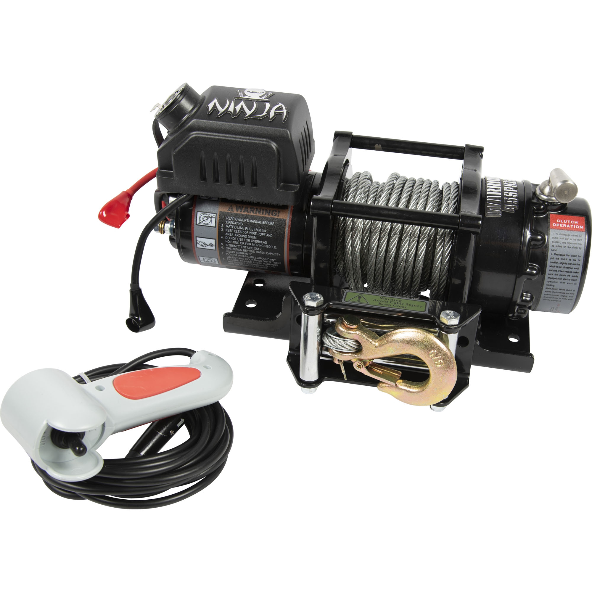 Electric Winch, 12 V, Tensile Force 2041 kg