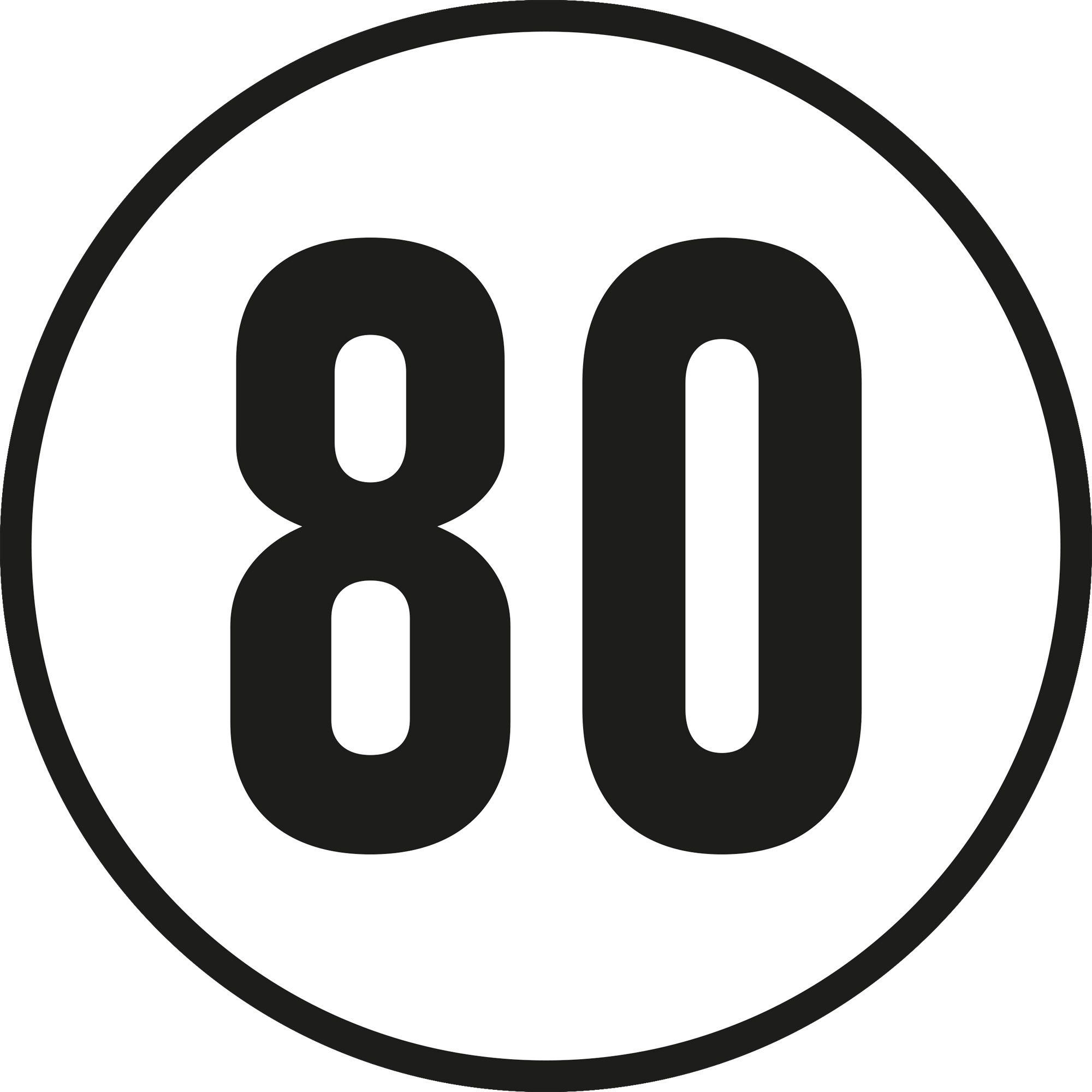 80 km/h Sign, Ø 200 mm, Aluminum